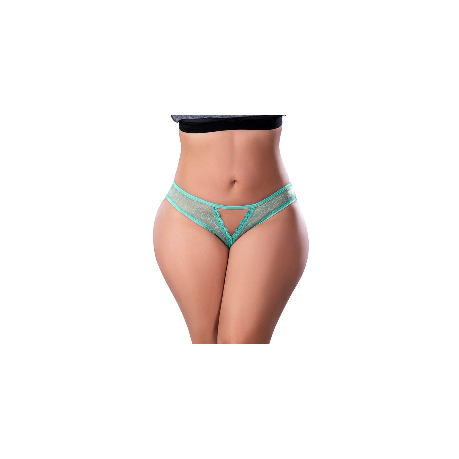 Magic Silk Soft Petals Crotchless Panty Aqua Queen Size - Flirty and Fun