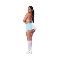 Magic Silk Cheerleader Costume in Blue for Fun Nights