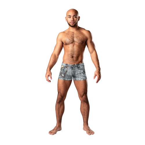 Male Power Dirty Denim Pouch Shorts M