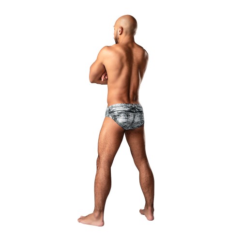 Male Power Bikini Dirty Denim Estampado de Denim XL