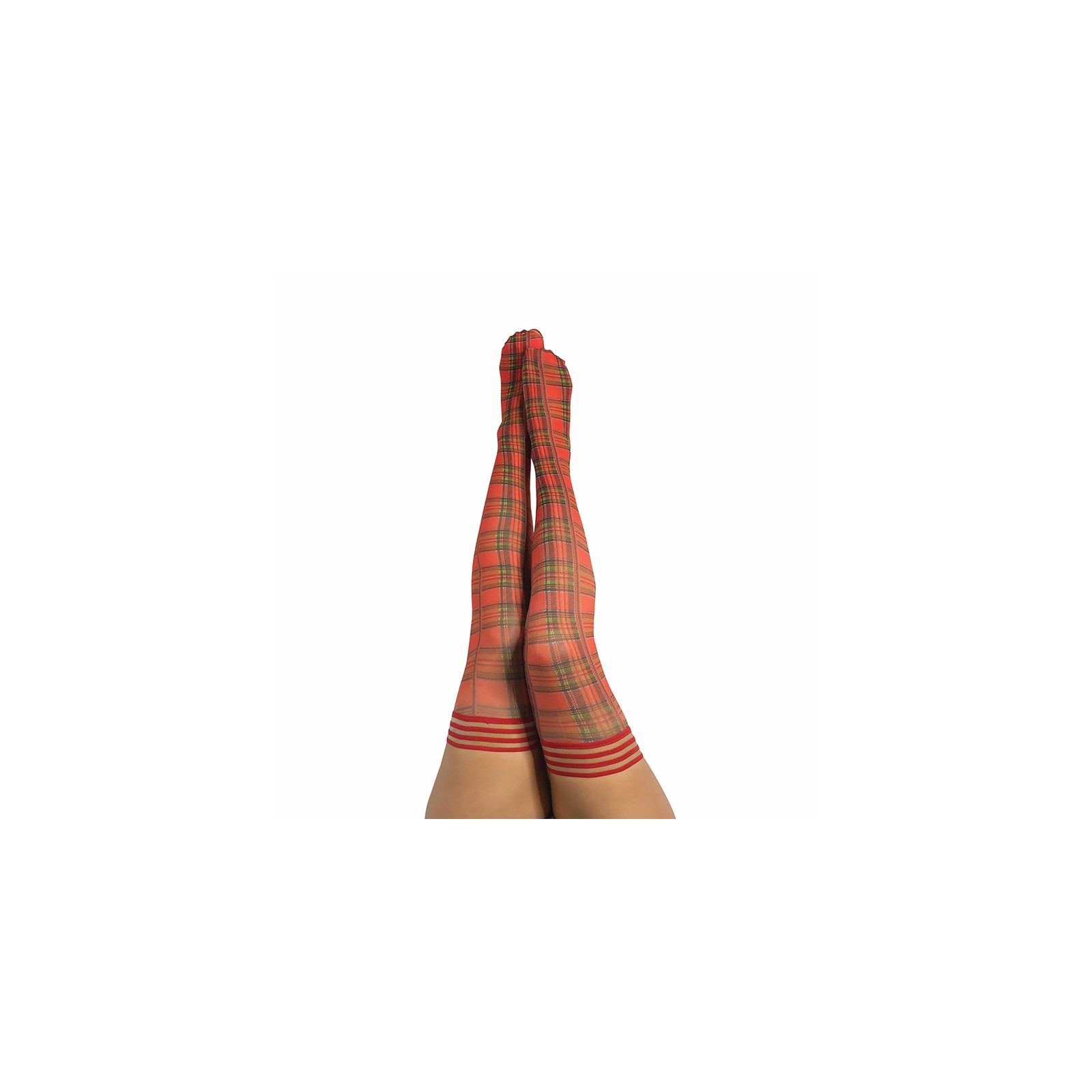 Kixies Grace Red Plaid Thigh-Highs Size C