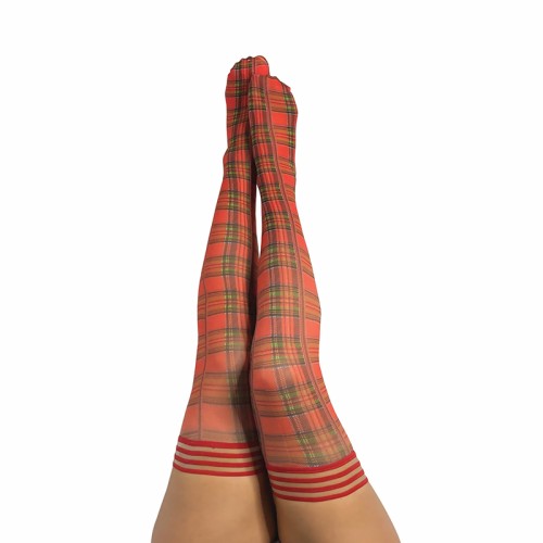 Classic Red Plaid Thigh-Highs for Fashion Statements