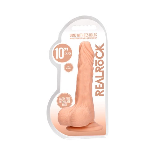 Dildo RealRock Skin de 10 in. con Testículos Beige