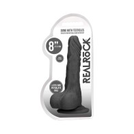 Dildo RealRock Skin 8 in. con Testículos Negro