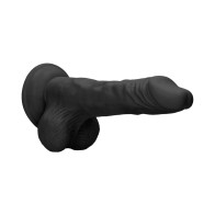 RealRock Skin 8 in. Dildo with Balls Black