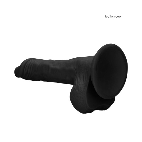 RealRock Skin 8 in. Dildo with Balls Black