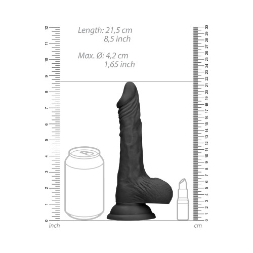 RealRock Skin 8 in. Dildo with Balls Black