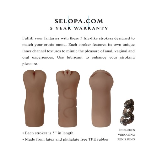 Selopa Party Pack 3-Piece Stroker Set - Dark