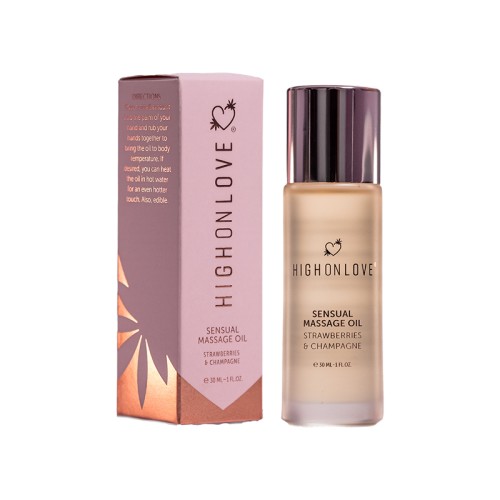 HighOnLove Mini Massage Oil Strawberries & Champagne - Sensual Experience