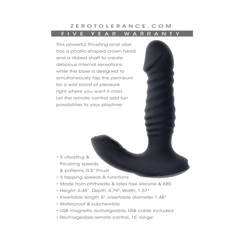 Zero Tolerance Vibrador Anal con Penetración y Control Remoto - Negro