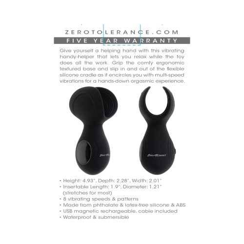 Zero Tolerance Handy Helper Estimulador Vibrador Recargable Silicona Negra - Dispositivo de Placer Definitivo