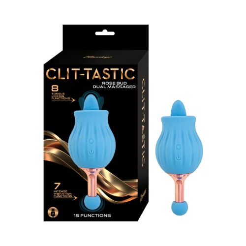 Masajeador Dual Clit-Tastic Rosa en Azul - Dispositivo de Placer