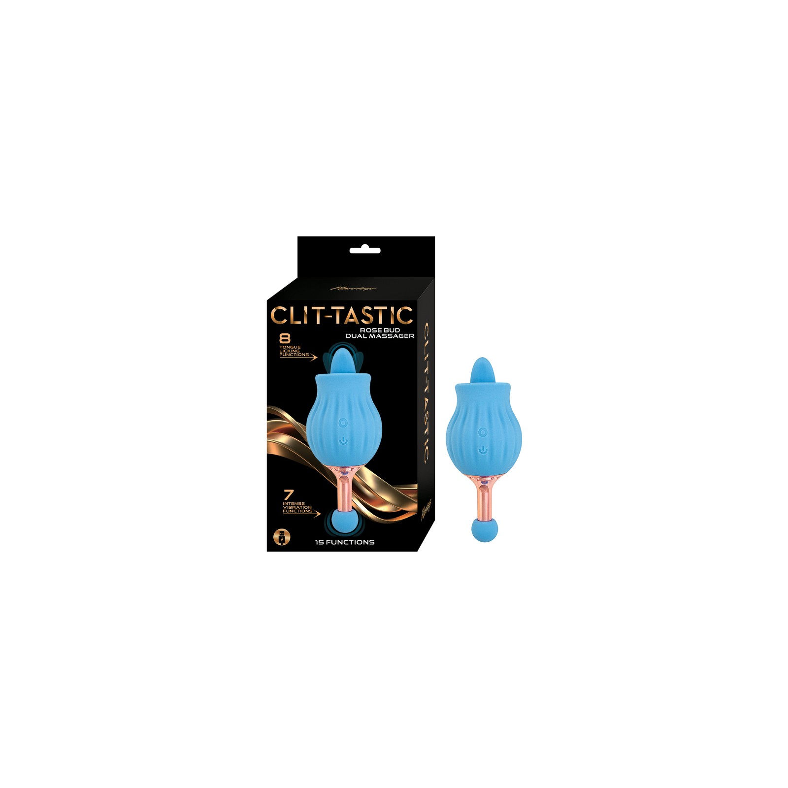 Clit-Tastic Rose Bud Dual Massager Blue - Ultimate Pleasure Device