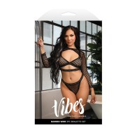 Conjunto de Lencería de Fishnet Alambrada Fantasía S/M