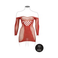 Le Desir Long-Sleeved Net Mini Dress for Alluring Elegance