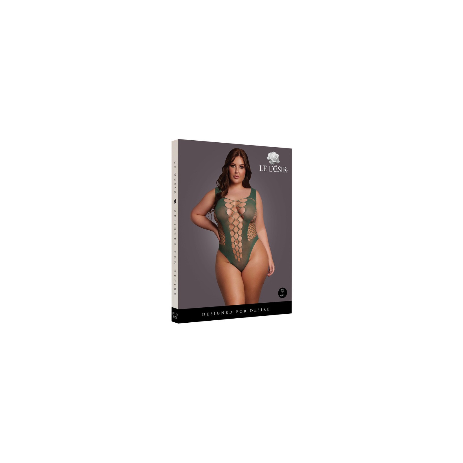 Le Desir V-Neck Teddy Opaque Panels Midnight Green