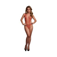 Le Desir V-Neck Teddy with Opaque Panels - Elegant Lingerie