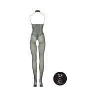 Le Desir Fishnet and Lace Bodystocking Midnight Green O/S