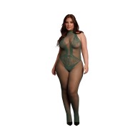 Bodystocking de Red y Encaje Le Desir Verde Medianoche