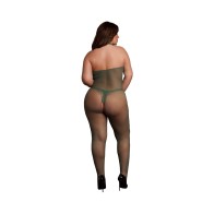 Le Desir Fishnet and Lace Bodystocking Midnight Green