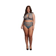 Le Desir Duo Net Key-Hole Bra Set in Ocean Deep Queen Size