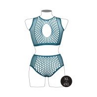 Le Desir Duo Net Key-Hole Bra Set in Ocean Deep Queen Size