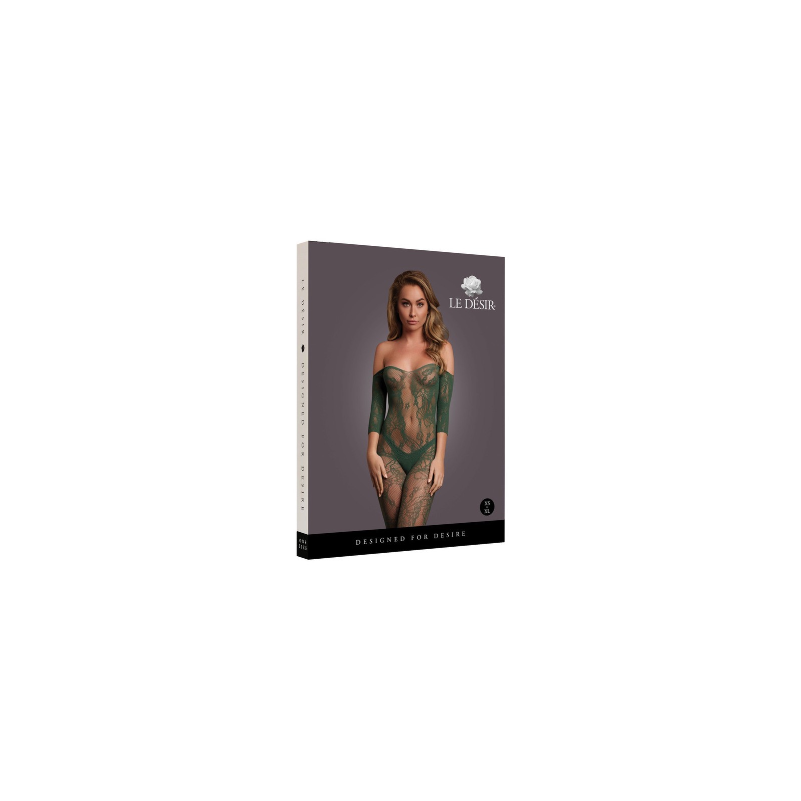 Le Desir Lace Long-Sleeved Bodystocking - Midnight Green