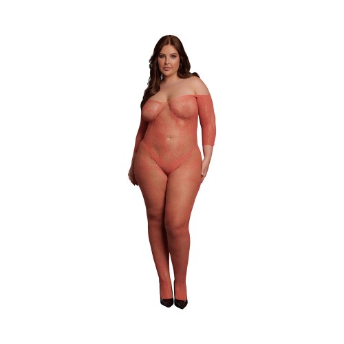 Le Desir Lace Bodystocking Long-Sleeved - Sunset Glow Queen Size