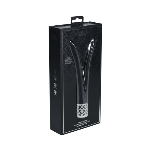 Royal Gems Dueling Queens Silicone Rechargeable Vibrator Black - Ultimate Stimulation