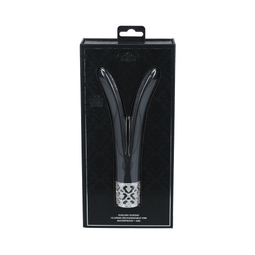 Royal Gems Dueling Queens Silicone Rechargeable Vibrator Black - Ultimate Stimulation