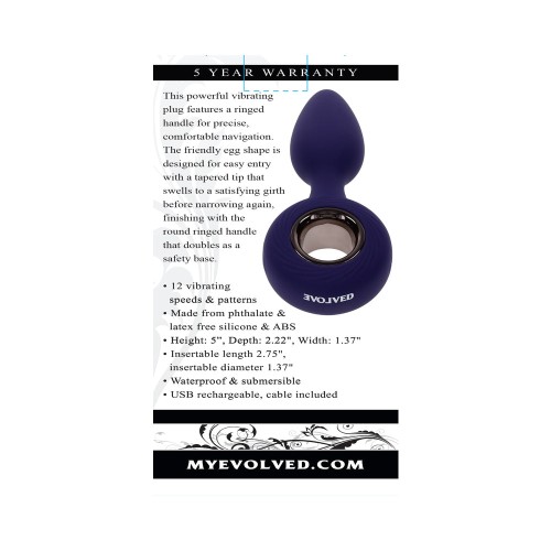 Evolved My Precious Purple Vibrating Plug - 12 Vibrating Patterns