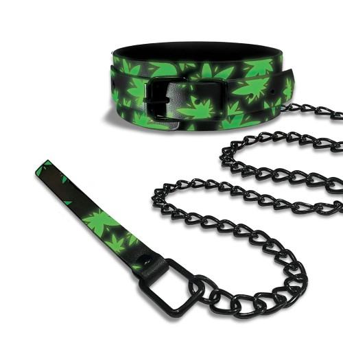 Stoner Vibes Glow-in-the-Dark Collar and Leash