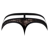 Lucifer Cut Out Strappy Thong - Gothic Lace