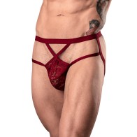 Male Power Lucifer Strappy Jock Burgundy