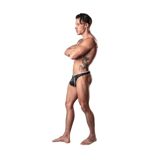 Male Power Marble Mesh Mini Thong Black