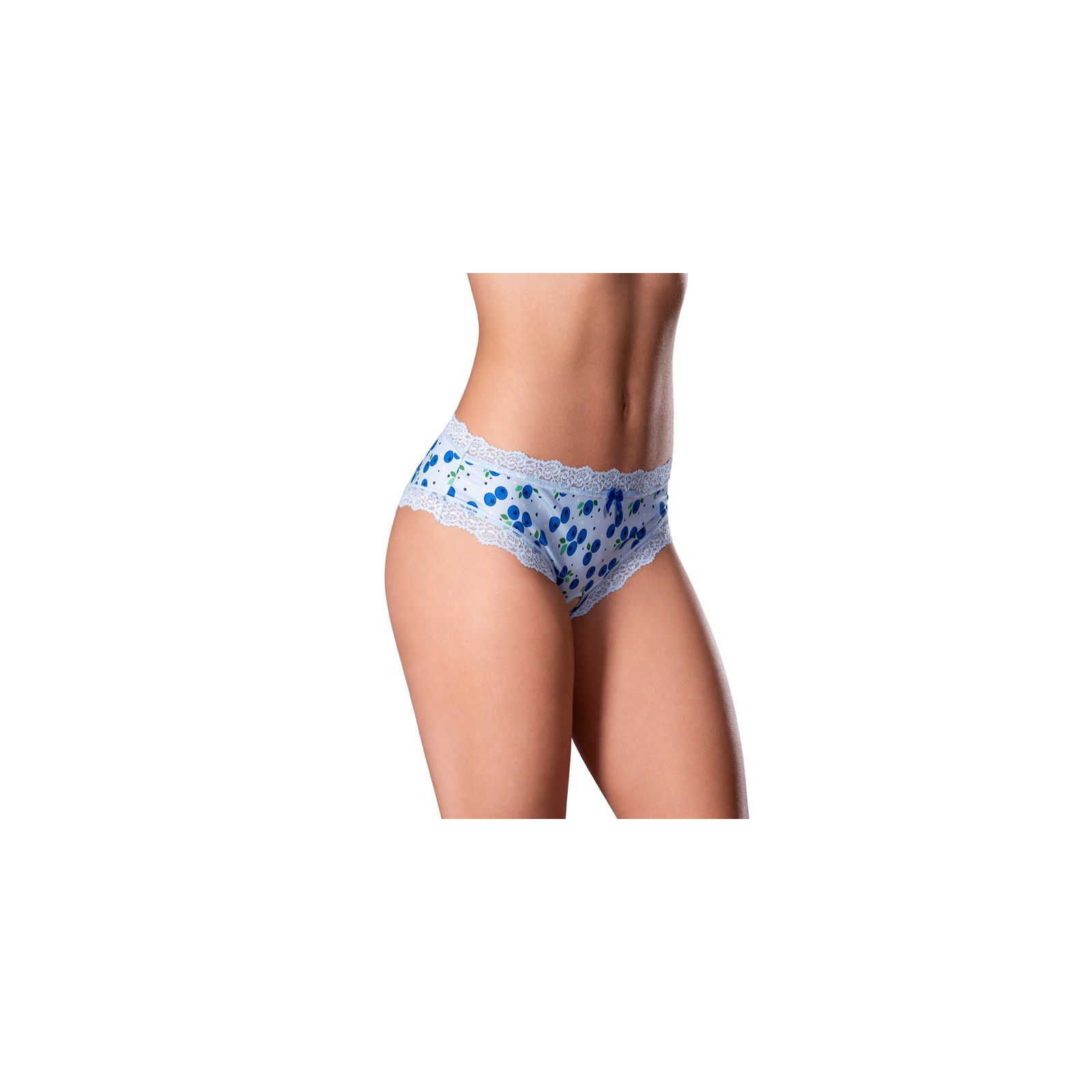 Sweet Treats Crotchless Boyshorts with Lube - Blueberry