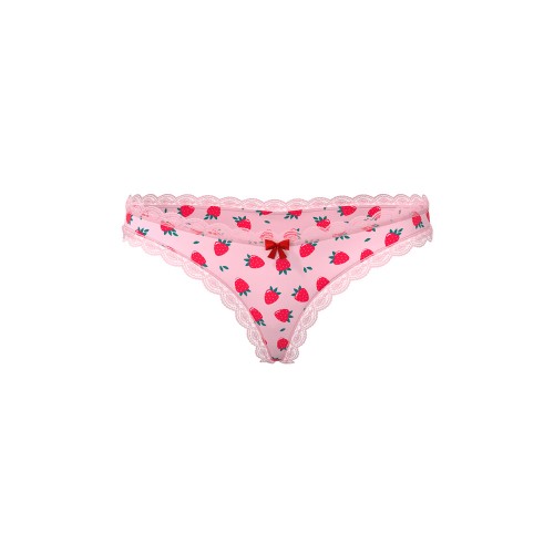 Tanga Sin Fondo Sweet Treats con Lubricante Fresa L/XL