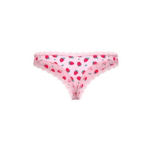 Tanga Sin Fondo Sweet Treats con Lubricante Fresa L/XL