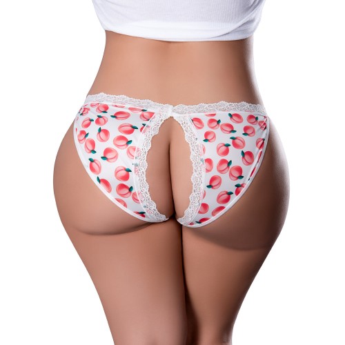 Tanga con Lubricante y Corte Abierto Sweet Treats Durazno Tamaño Queen