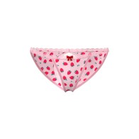 Sweet Treats Crotchless Panty with Lube in Strawberry S/M