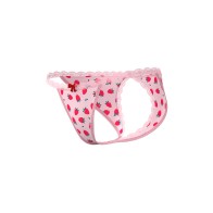 Tanga Crotchless Sweet Treats con Lubricante S/M de Fresa