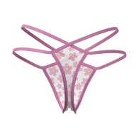 Magic Silk Daisy Split Crotch Thong - Daisy Print L/XL