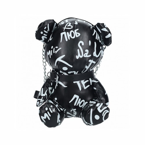 Shots Bear Bag Pleather Writing Black - Durable Style