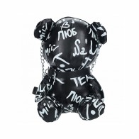 Bolsa Bear Pleather Negra con Escritura - Estilo Duradero