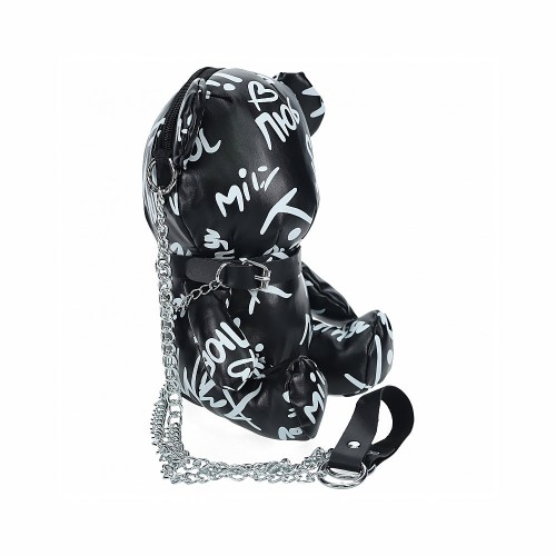 Shots Bear Bag Pleather Writing Black - Durable Style