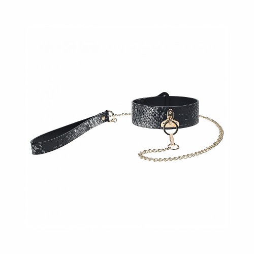 Ouch! Florence Collection Collar and Leash Black - Fashion Control