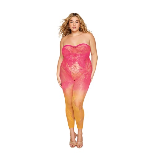 Dreamgirl Butterfly Fishnet Bodystocking Watermelon Mimosa Queen Size