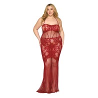 Dreamgirl Oxblood Lace Bodystocking Gown