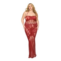 Dreamgirl Oxblood Lace Bodystocking Gown