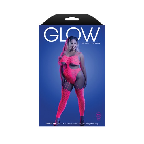 Fantasy Lingerie Glow Wavelength UV Reactive Rhinestone Teddy